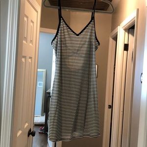 Black and white striped cotton dress